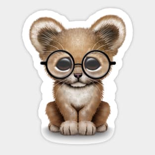 Cute Baby Lion Cub Wearing Glasses Sticker